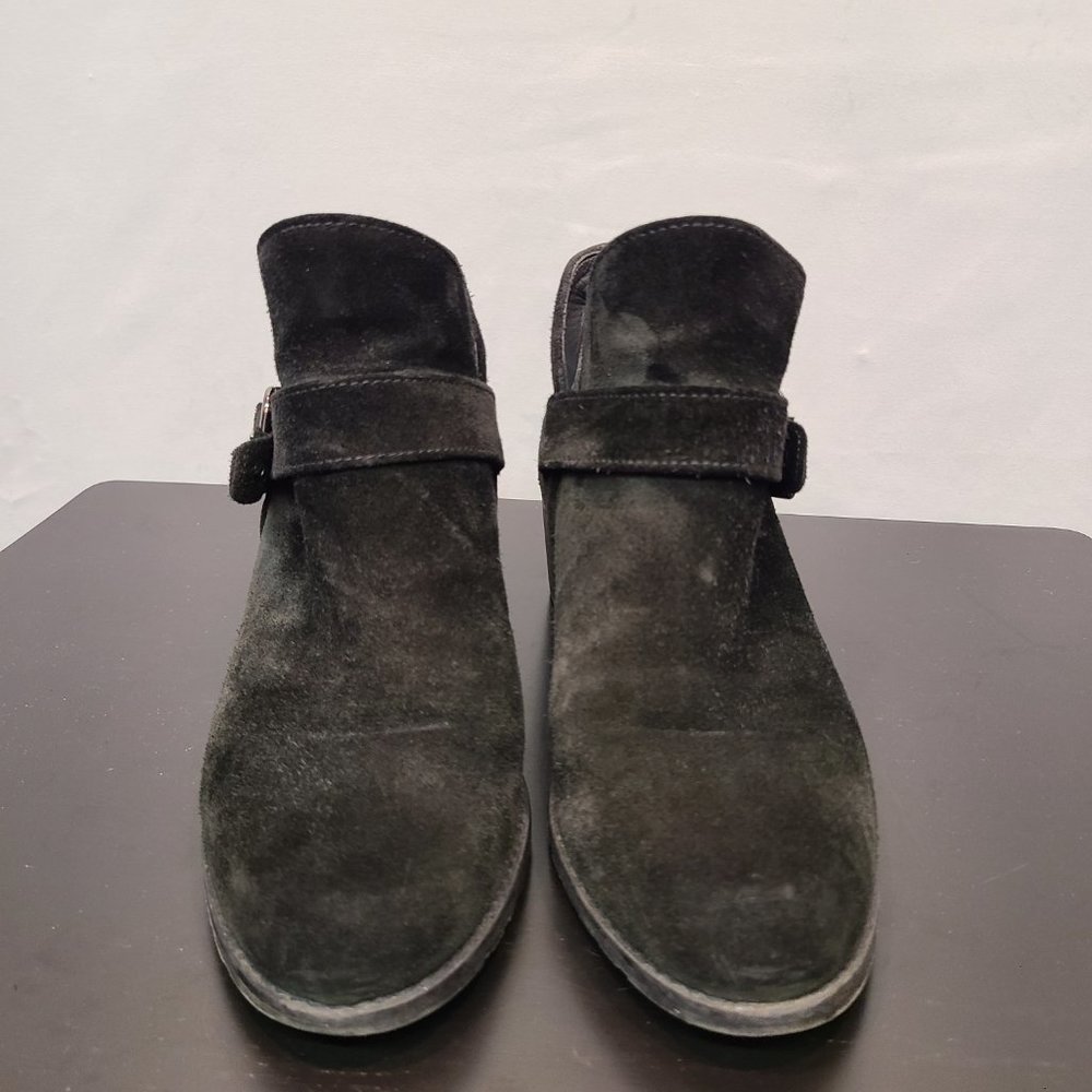 Stuart Weitzman Boots Black Leather Womens 8.5 Ankle Bootie Suede - Picture 2 of 9